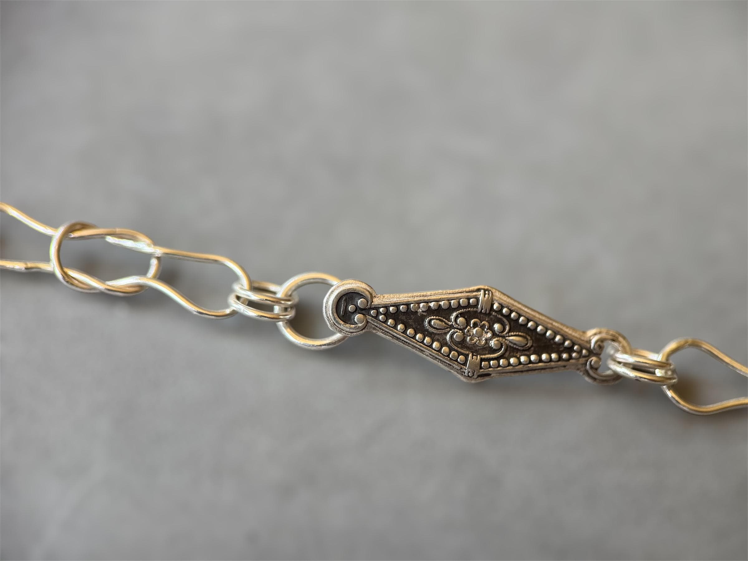 Handmade Silver Chain, woven chain in sterling silver with decorative clasp