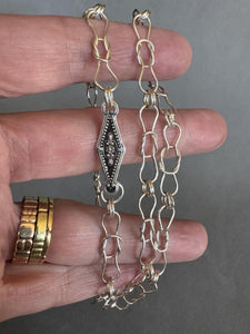 Handmade Silver Chain, woven chain in sterling silver with decorative clasp