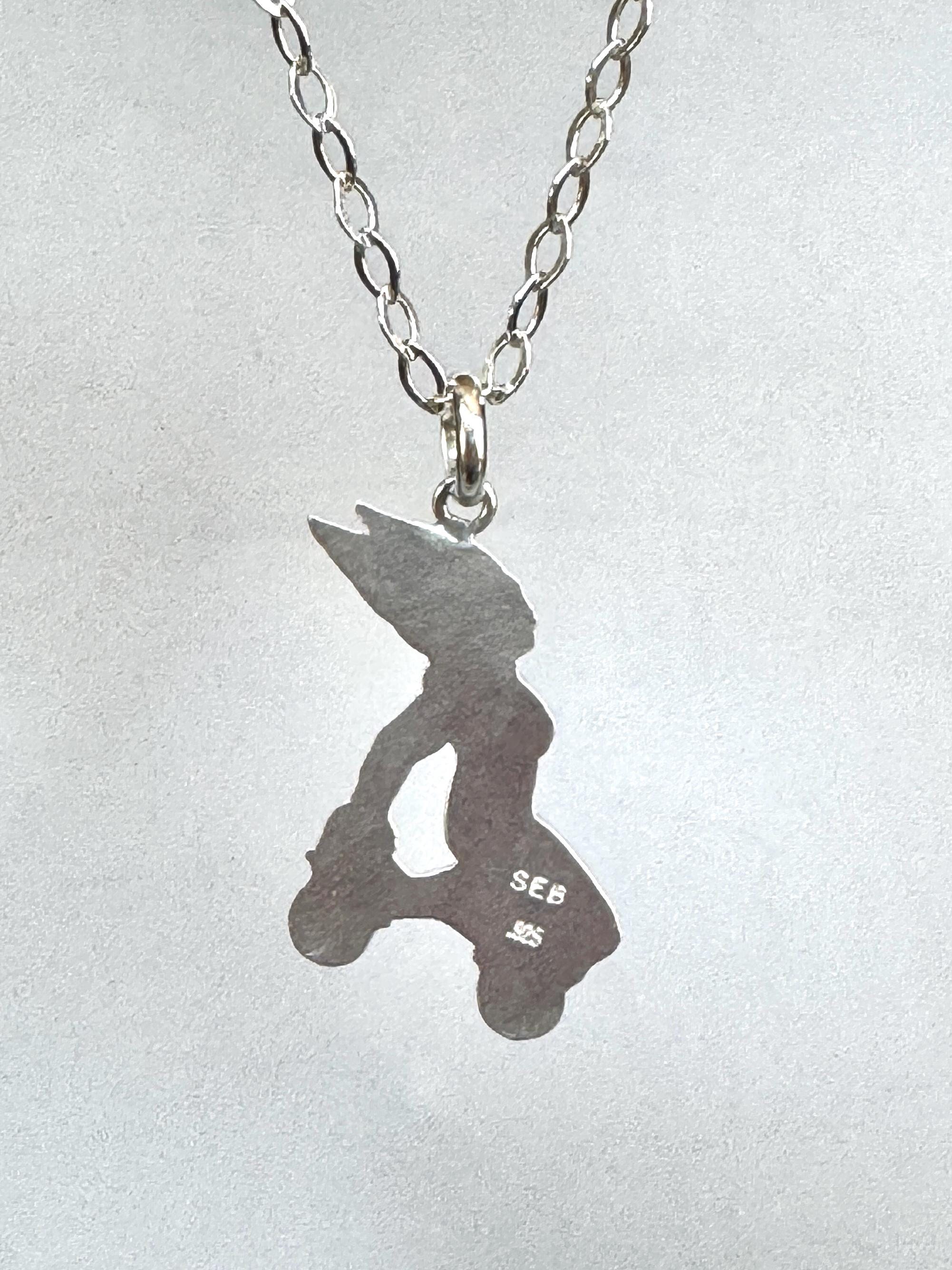 Roller Skating Angel pendant in sterling silver, roller derby, goddess Nike