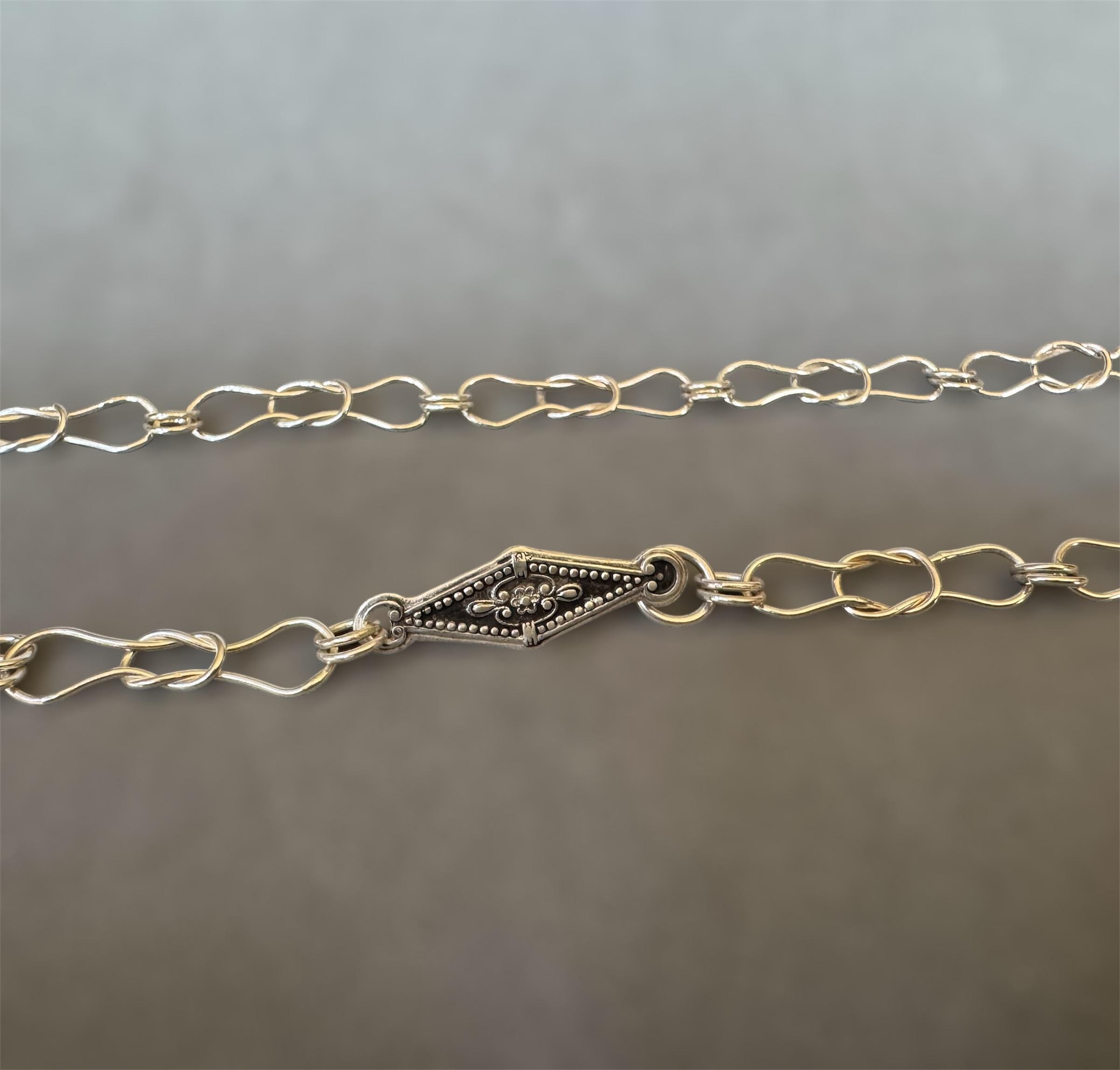 Handmade Silver Chain, woven chain in sterling silver with decorative clasp