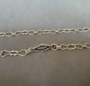Handmade Silver Chain, woven chain in sterling silver with decorative clasp