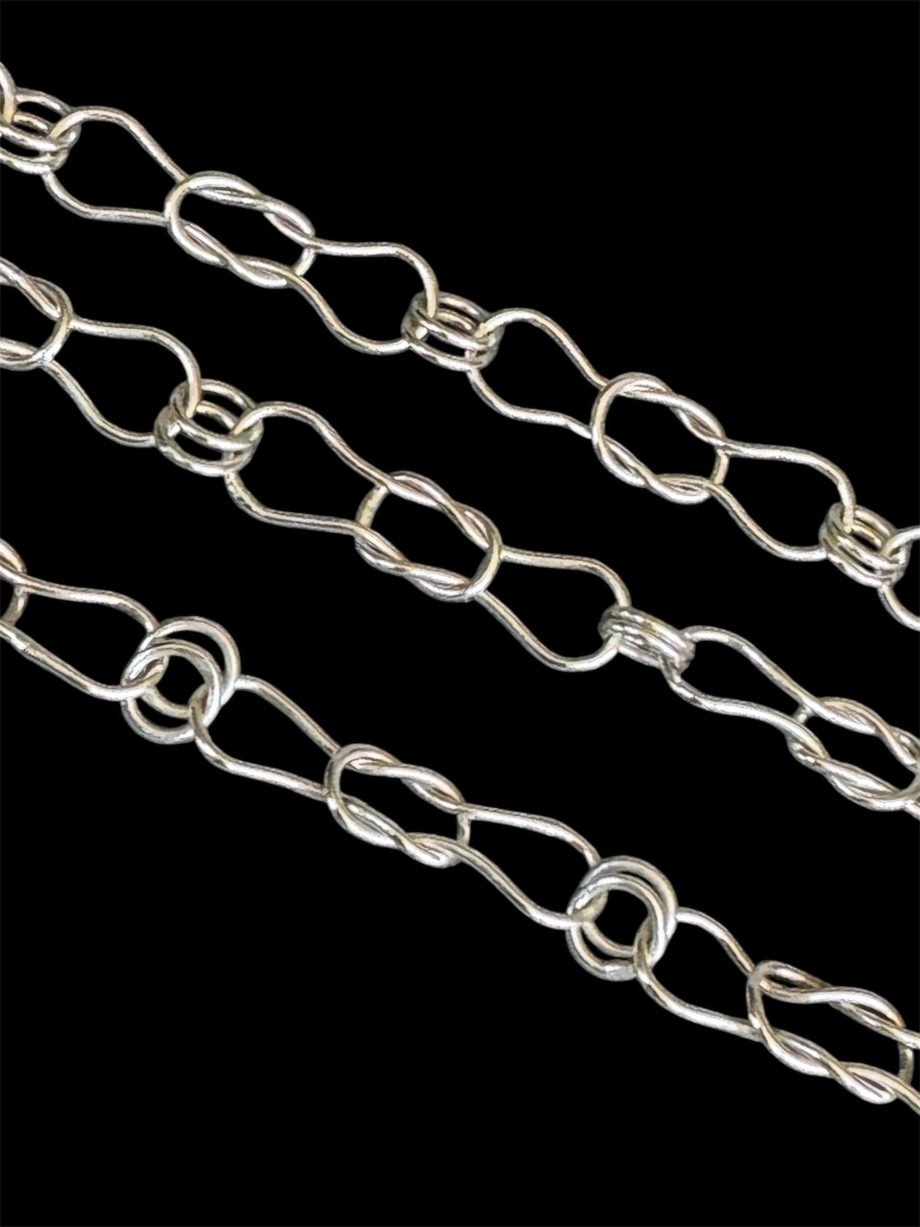 Handmade Silver Chain, woven chain in sterling silver with decorative clasp