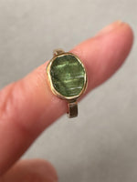 Load image into Gallery viewer, 14K Gold Green Tourmaline ring, signet ring, natural raw stone
