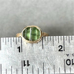 Load image into Gallery viewer, 14K Gold Green Tourmaline ring, signet ring, natural raw stone
