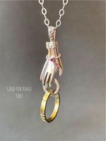 Load image into Gallery viewer, Charm Holder Hand Pendant, sterling silver, charm collection, Ruby bangle
