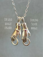 Load image into Gallery viewer, Charm Holder Hand Pendant, sterling silver, charm collection, Ruby bangle
