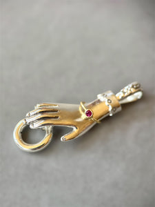 Charm Holder Hand Pendant, sterling silver, charm collection, Ruby bangle