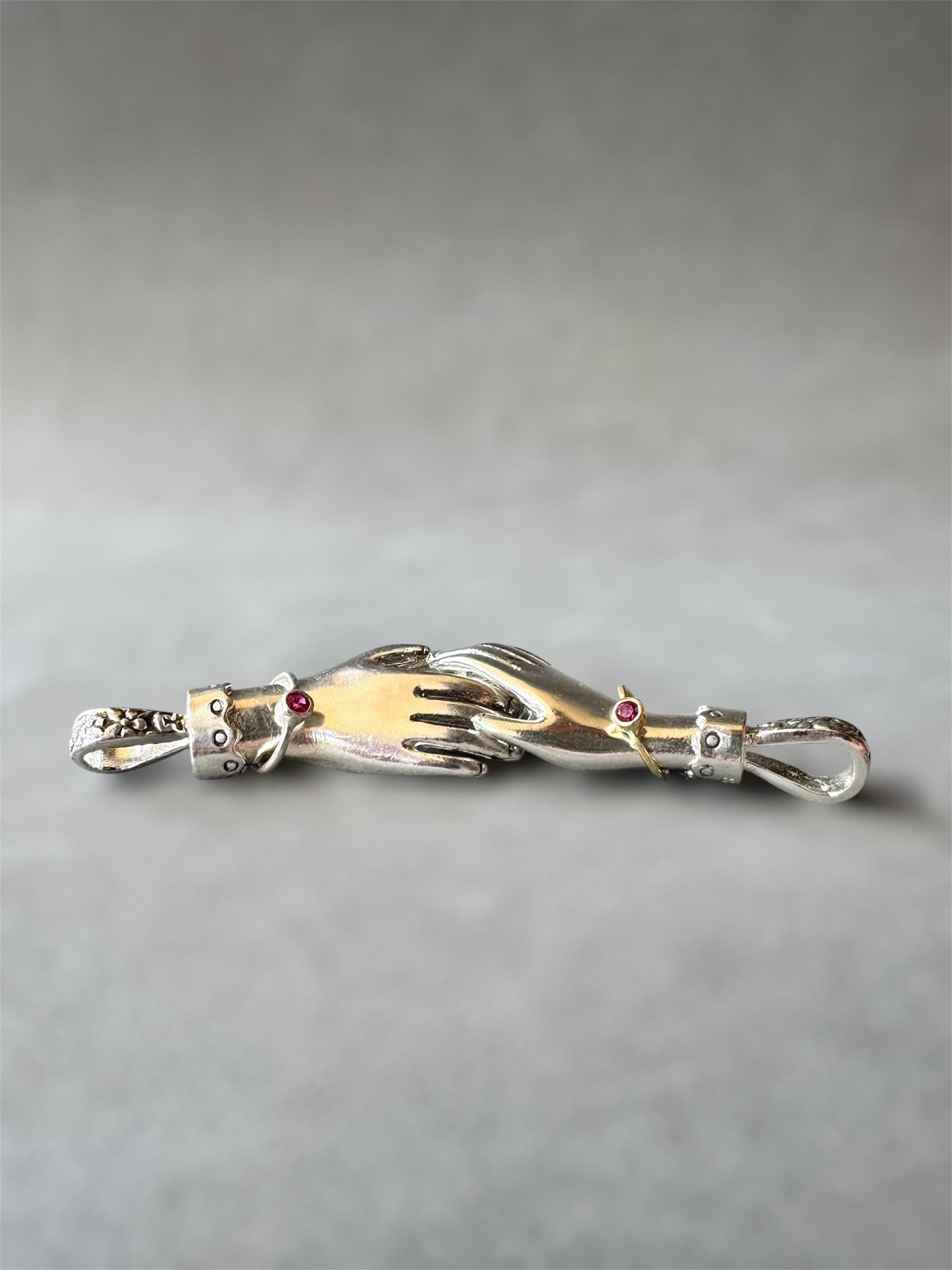 Charm Holder Hand Pendant, sterling silver, charm collection, Ruby bangle