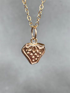 14K Gold Strawberry Charm, solid gold pendant