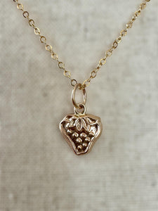 14K Gold Strawberry Charm, solid gold pendant