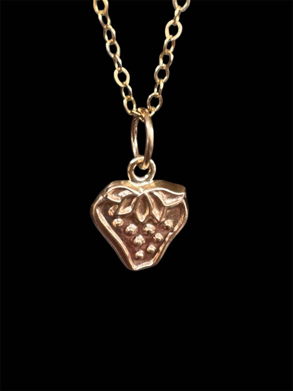 14K Gold Strawberry Charm, solid gold pendant