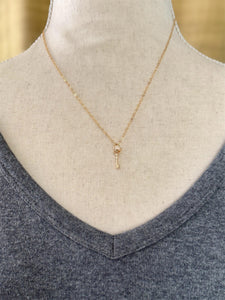 14K Gold Key Charm, solid 14K, antique key