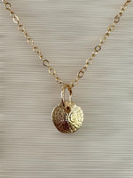 Load image into Gallery viewer, 14K Gold Sand dollar charm, solid gold, shell charm
