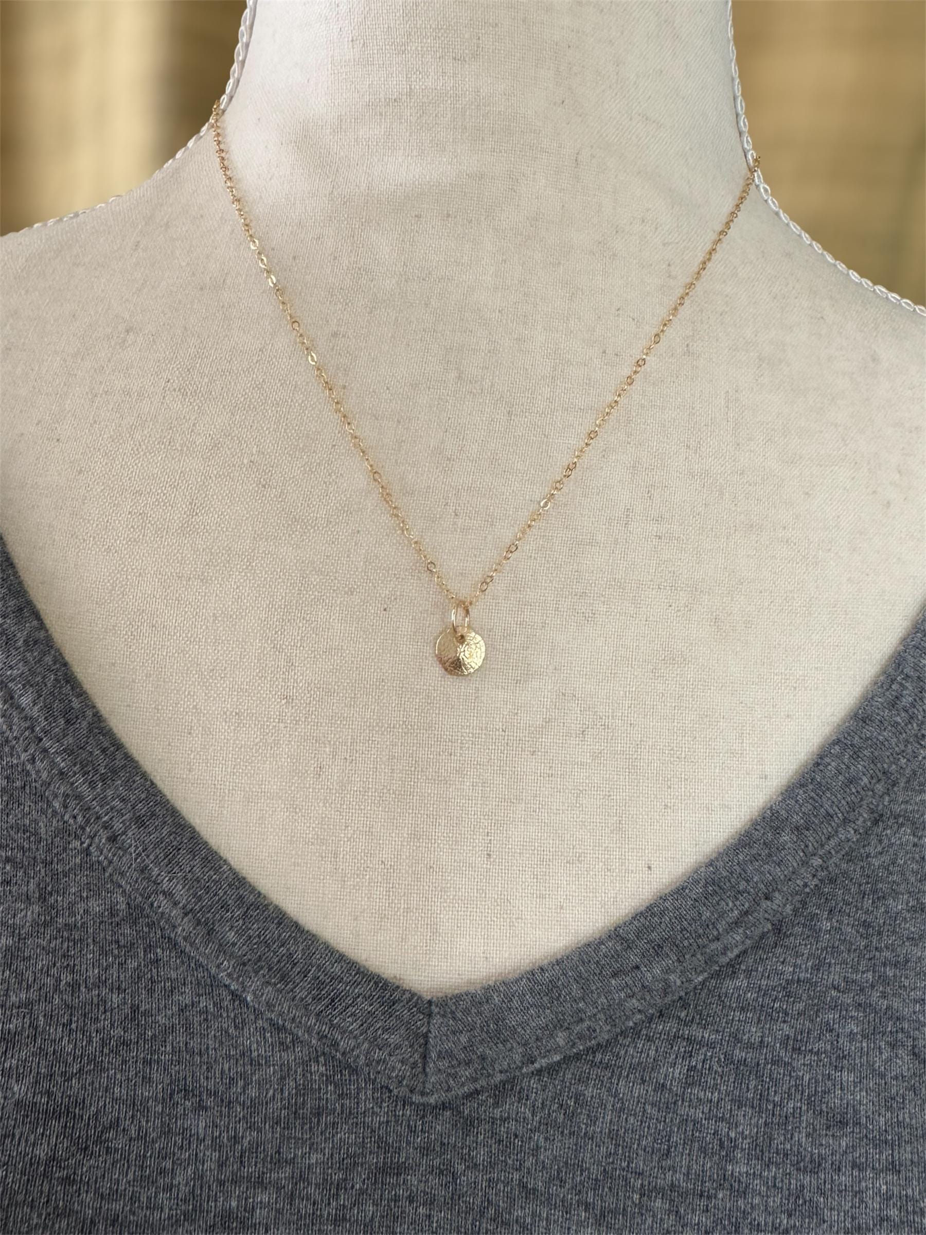 14K Gold Sand dollar charm, solid gold, shell charm