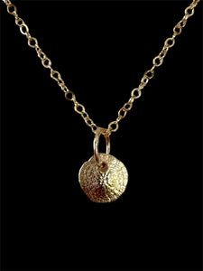14K Gold Sand dollar charm, solid gold, shell charm