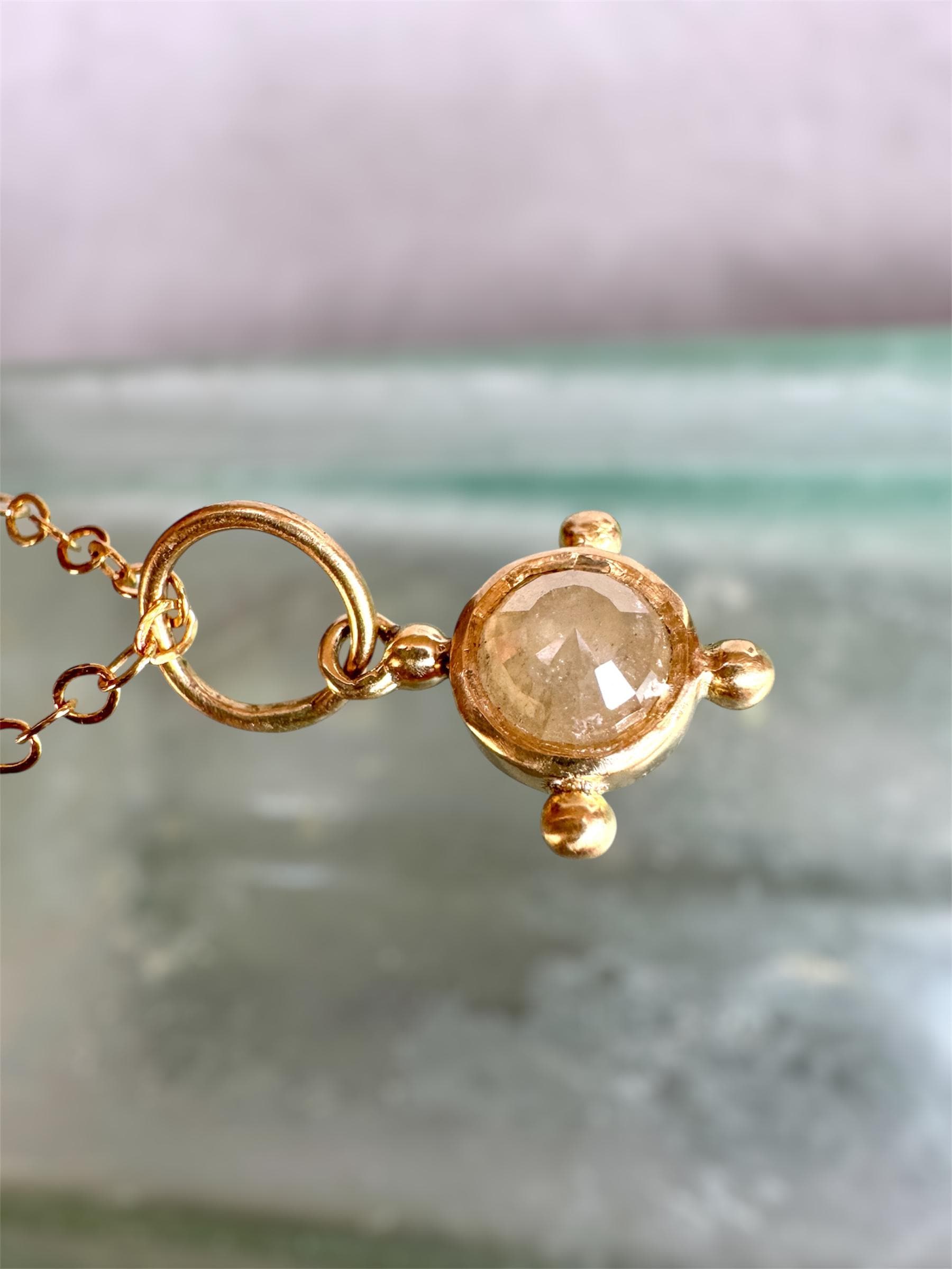 18K Gold Rose Cut Diamond Charm, diamond pendant, solid gold