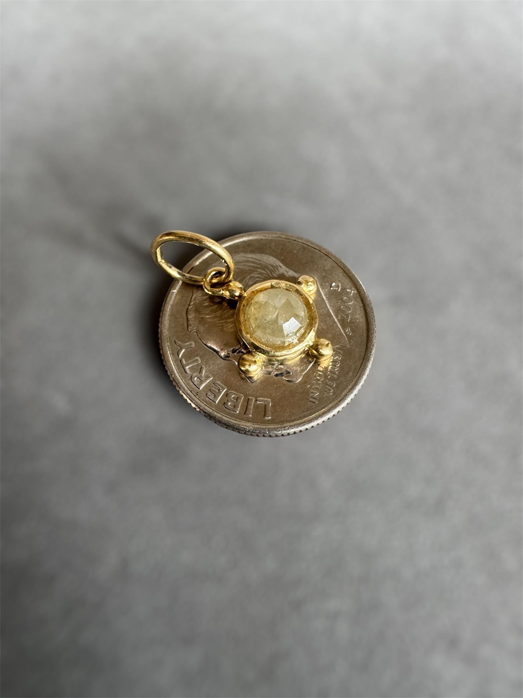 18K Gold Rose Cut Diamond Charm, diamond pendant, solid gold