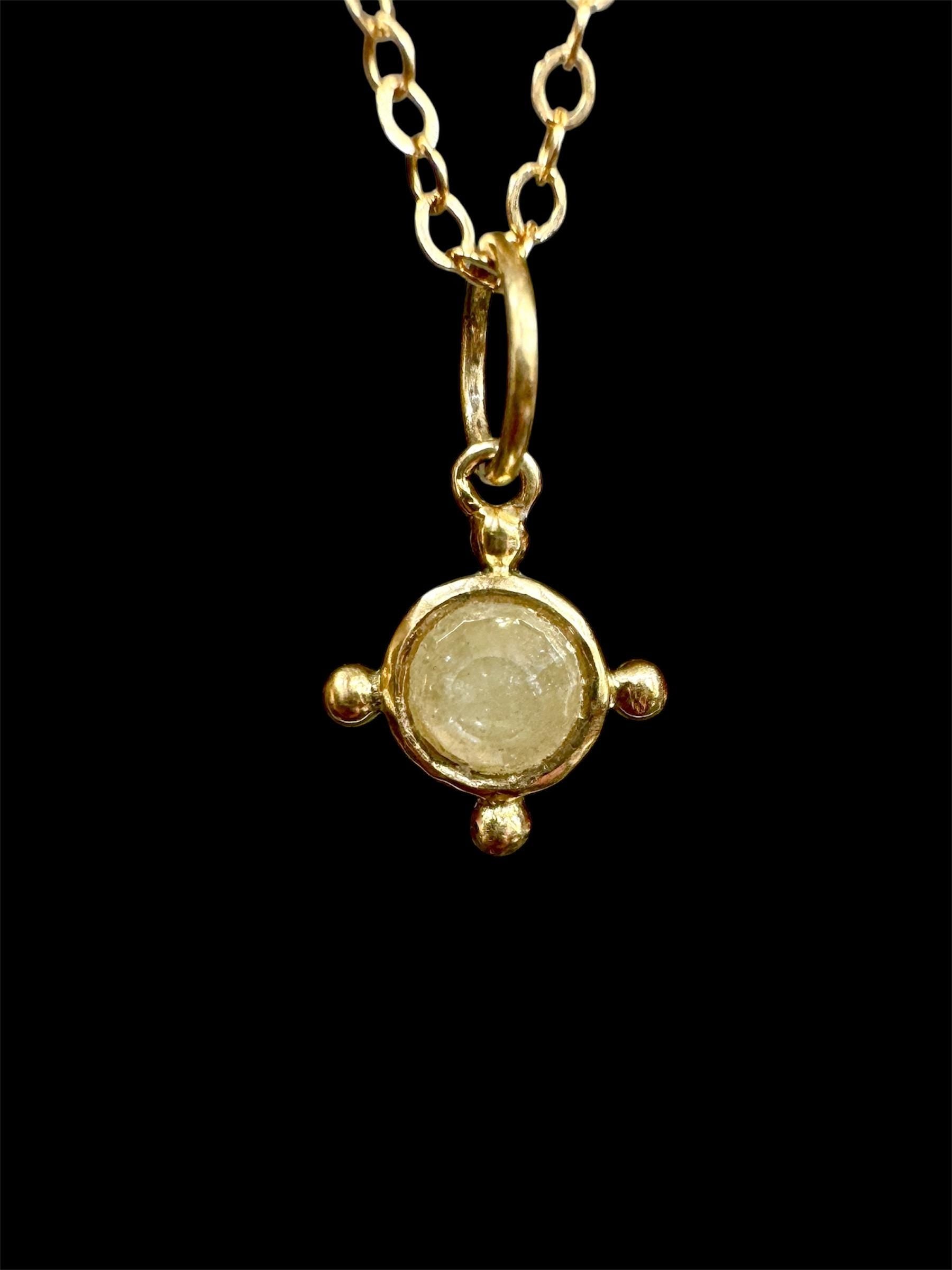 18K Gold Rose Cut Diamond Charm, diamond pendant, solid gold