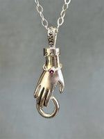 Load image into Gallery viewer, Charm Holder Hand Pendant, sterling silver, charm collection, Ruby bangle
