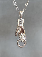 Load image into Gallery viewer, Charm Holder Hand Pendant, sterling silver, charm collection, Ruby bangle
