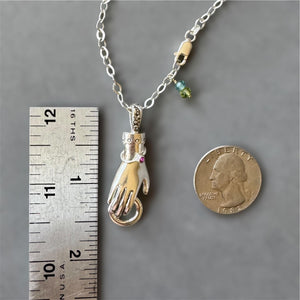 Charm Holder Hand Pendant, sterling silver, charm collection, Ruby bangle