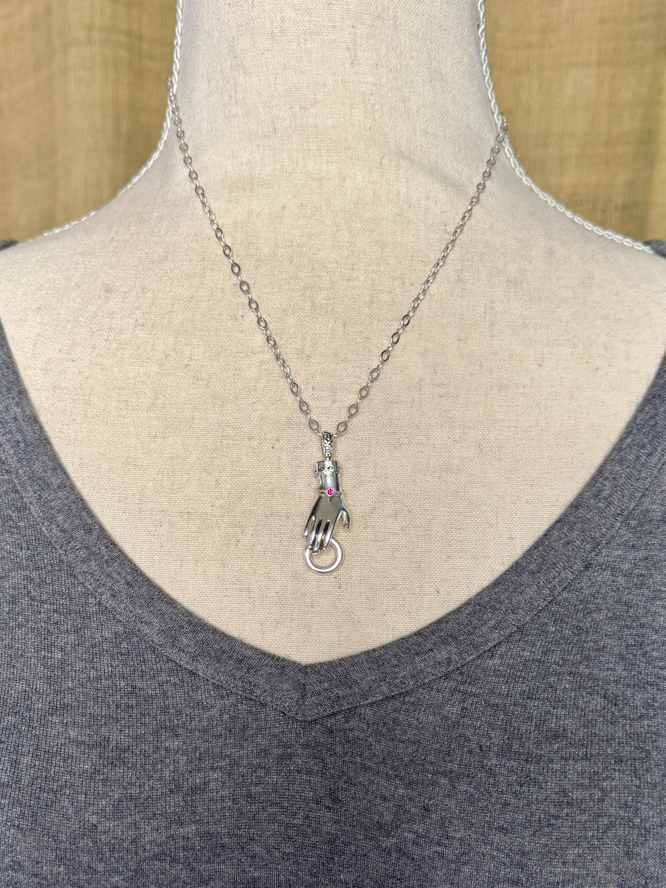 Charm Holder Hand Pendant, sterling silver, charm collection, Ruby bangle