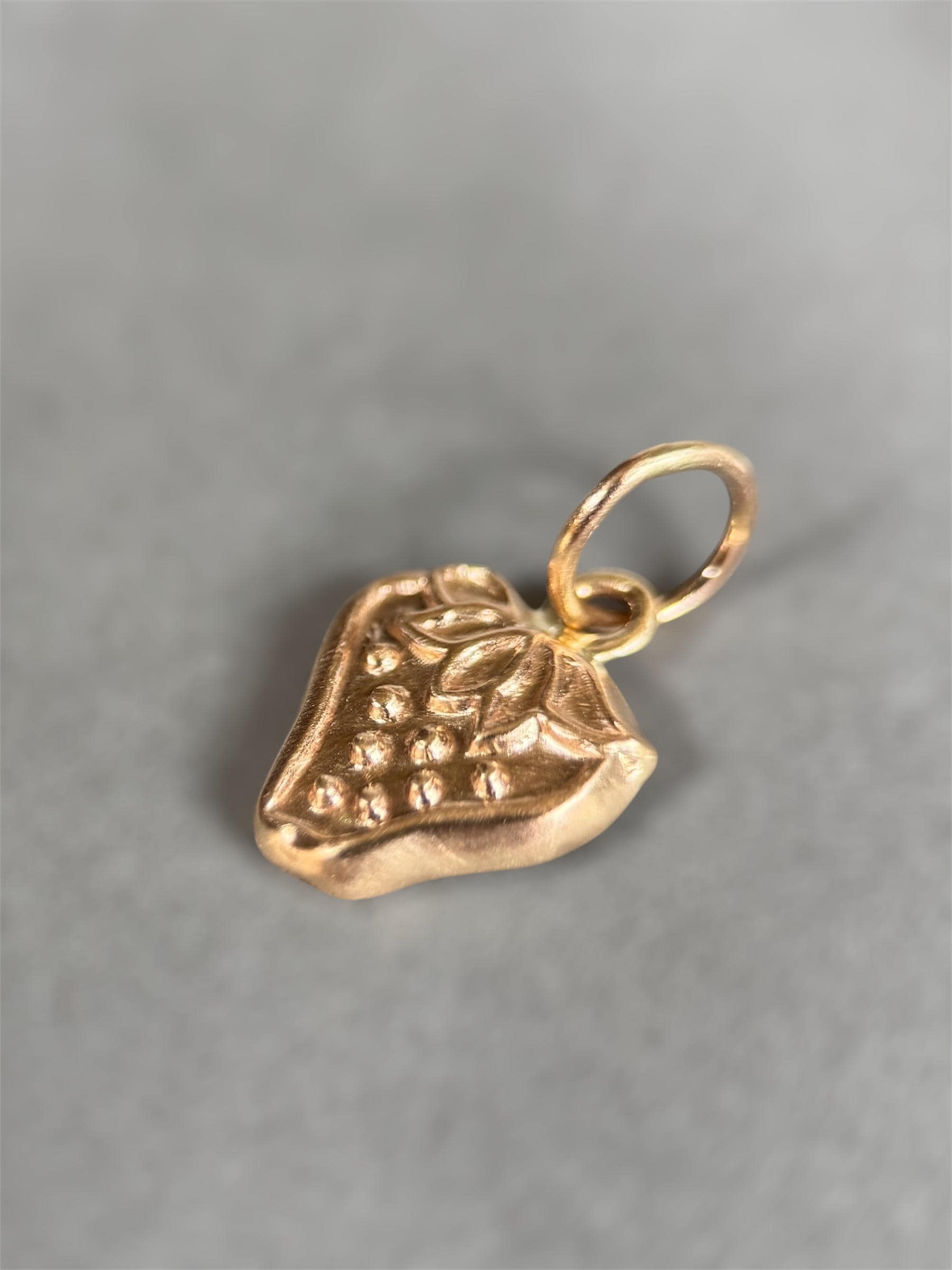 14K Gold Strawberry Charm, solid gold pendant