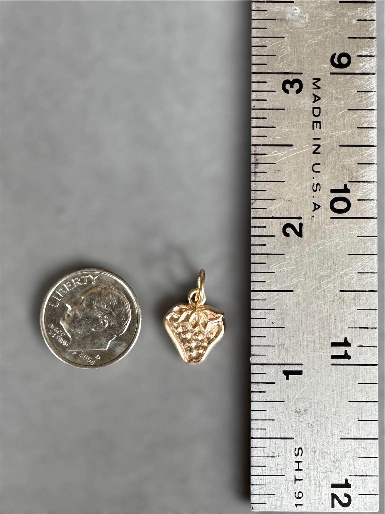 14K Gold Strawberry Charm, solid gold pendant