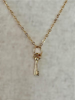 Load image into Gallery viewer, 14K Gold Key Charm, solid 14K, antique key
