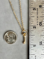 Load image into Gallery viewer, 14K Gold Antique Key Charm: Solid Yellow Gold, Fairy Door
