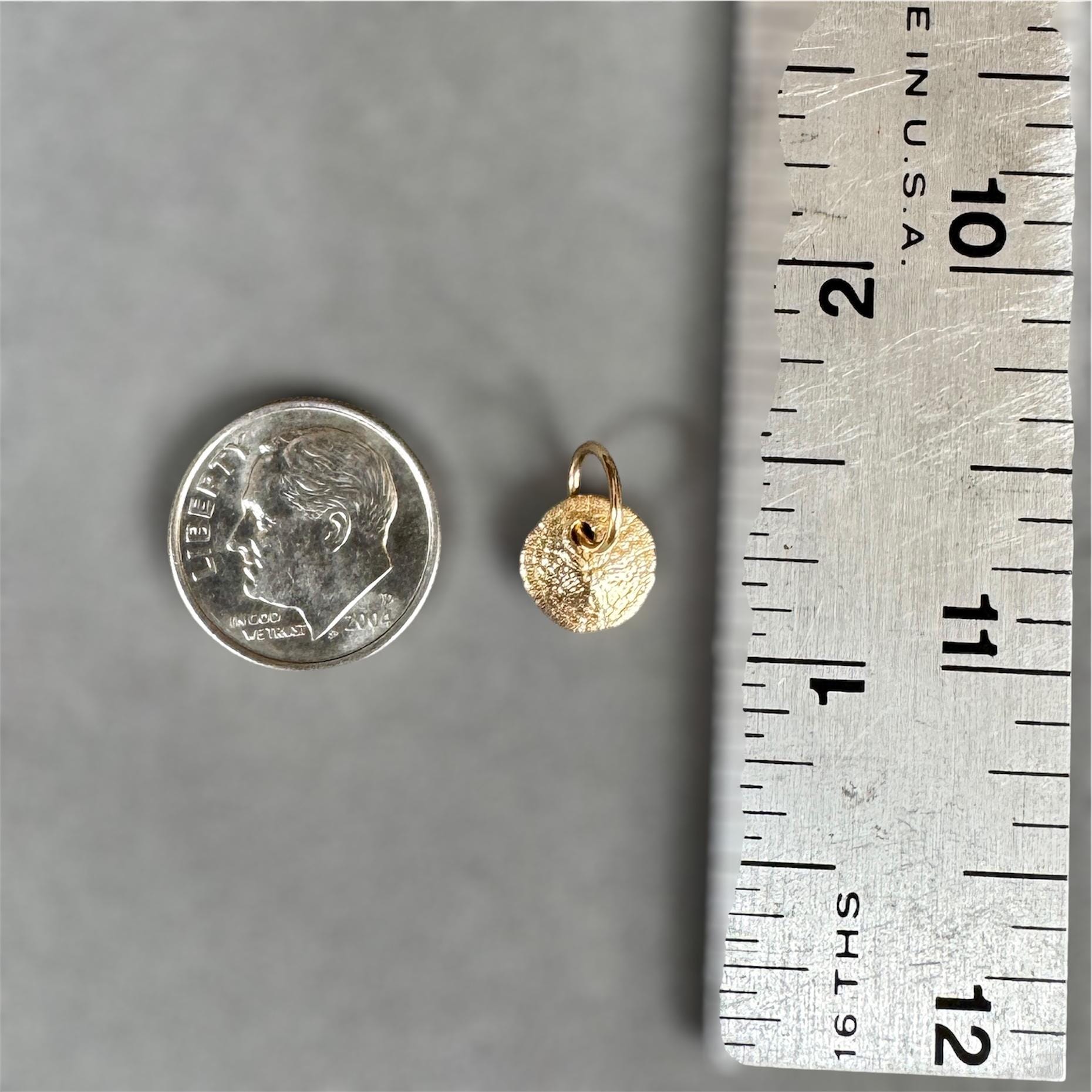 14K Gold Sand dollar charm, solid gold, shell charm