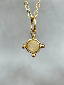 18K Gold Rose Cut Diamond Charm, diamond pendant, solid gold