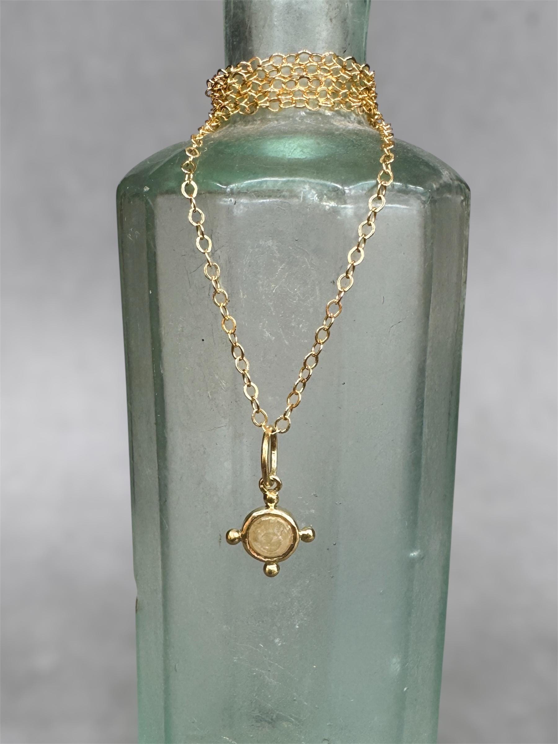 18K Gold Rose Cut Diamond Charm, diamond pendant, solid gold
