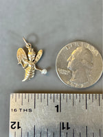 Load image into Gallery viewer, 10K Gold Bee Charm with Pearl, Retro Bee Pendant, 1960s Logo Jewelry
