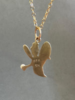 Load image into Gallery viewer, 10K Gold Bee Charm with Pearl, Retro Bee Pendant, 1960s Logo Jewelry

