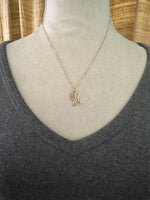 Load image into Gallery viewer, 10K Gold Bee Charm with Pearl, Retro Bee Pendant, 1960s Logo Jewelry
