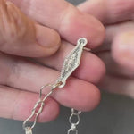 Load and play video in Gallery viewer, Handmade Silver Chain, woven chain in sterling silver with decorative clasp

