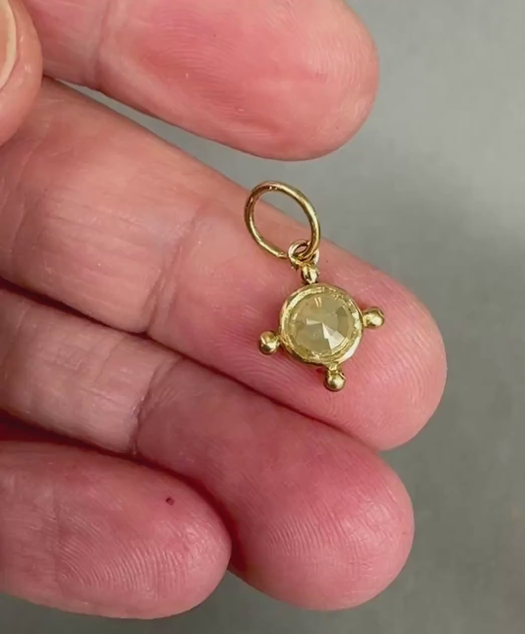 18K Gold Rose Cut Diamond Charm, diamond pendant, solid gold