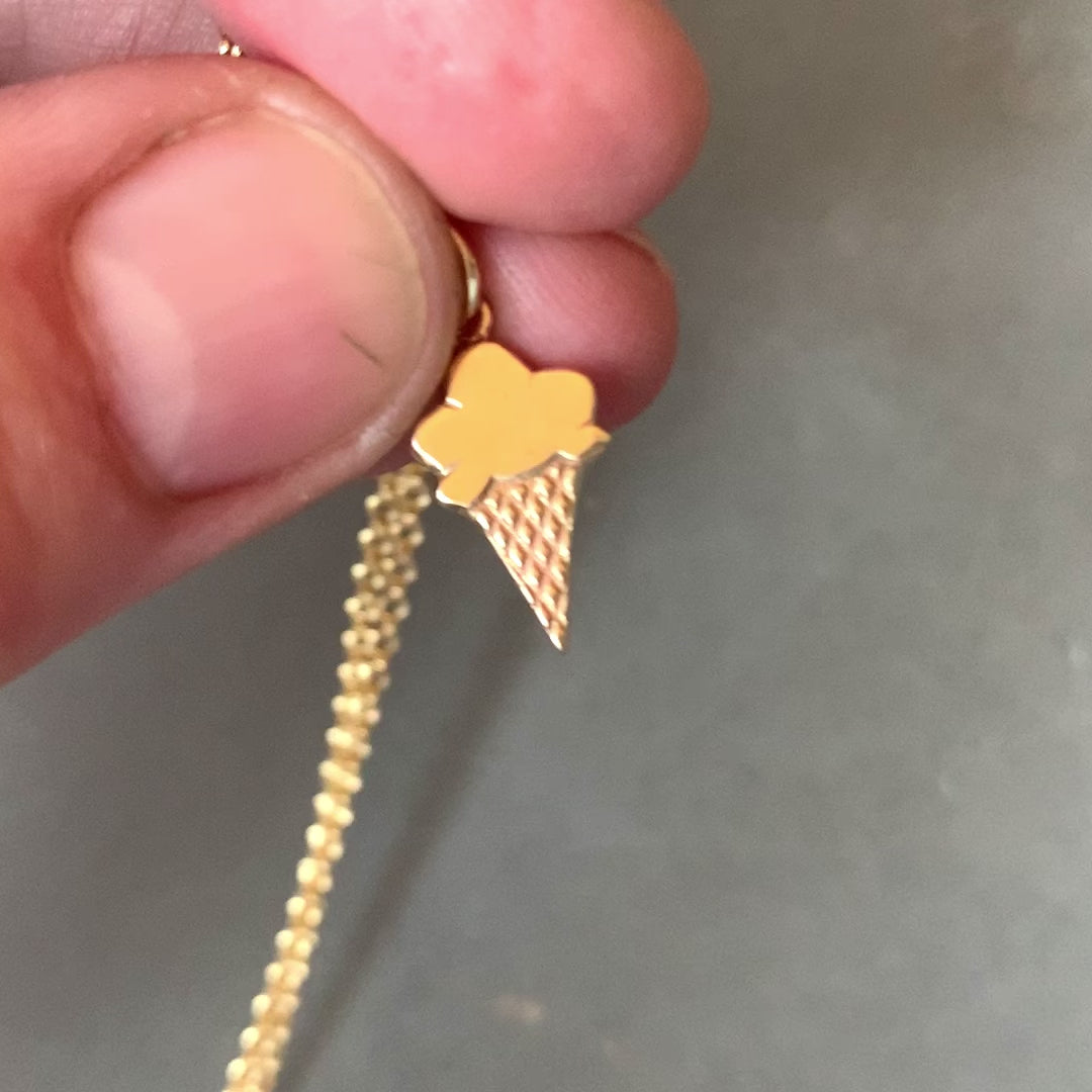 Gold Ice Cream Cone Charm