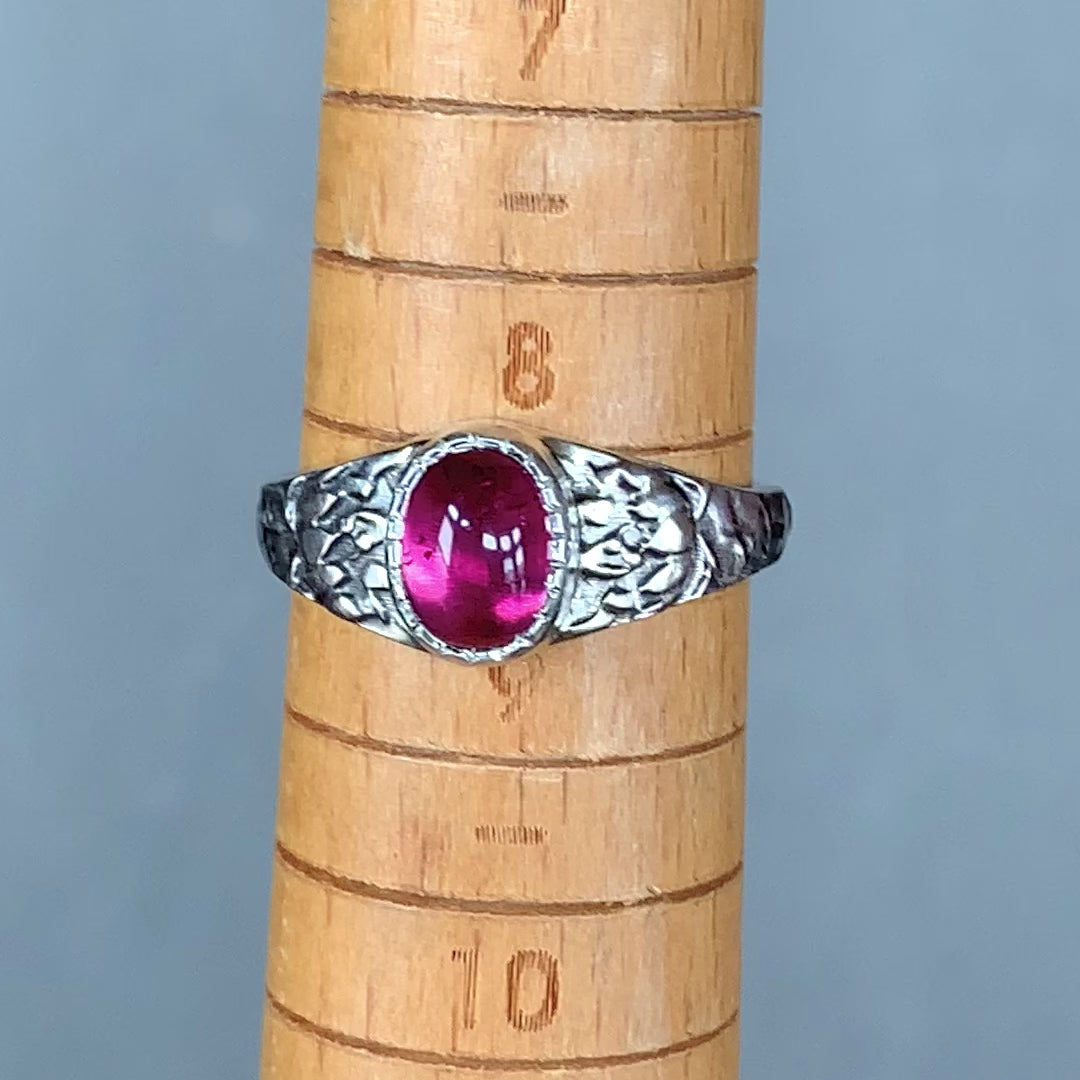 Tourmaline with Lotus Flower Signet Ring