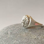 Load and play video in Gallery viewer, Lion Signet Ring with Black Diamond Eyes, sterling silver
