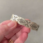 Load and play video in Gallery viewer, Stamped Cuff bracelet , sterling silver, handmade, navajo stamps
