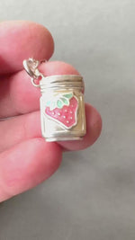 Load and play video in Gallery viewer, Strawberry Jam pendant in sterling silver, mason jar
