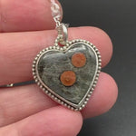 Load and play video in Gallery viewer, Peanut Obsidian Heart Pendant, heartbeat, sterling silver
