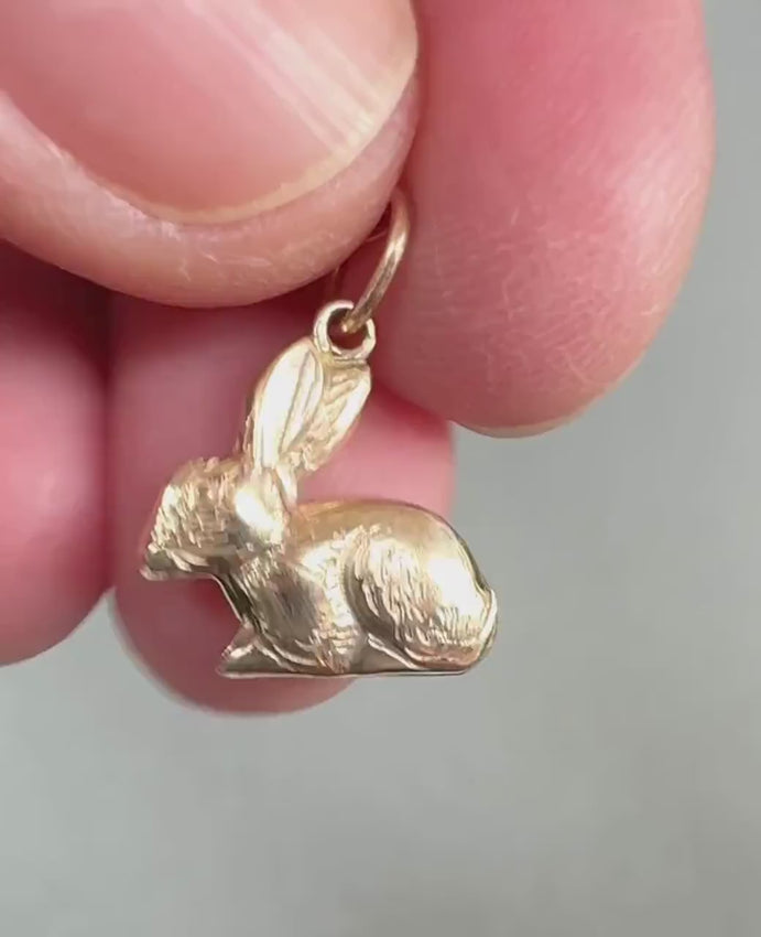 Gold Rabbit Charm, 10K solid gold