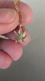 Load and play video in Gallery viewer, Pot Leaf Charm, 14K Gold , solid gold
