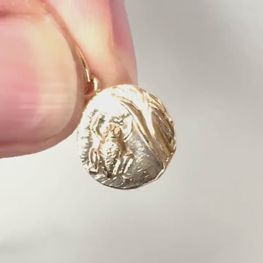 Frog Gold Charm 10K, pond friend charm