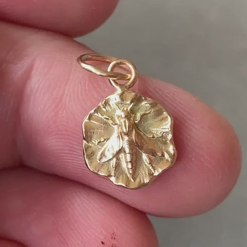 Art Nouveau Gold Bee Charm: 14K or 18K  Pendant