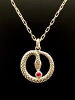 Load image into Gallery viewer, Snake pendant with lab ruby in sterling silver
