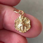 Load and play video in Gallery viewer, Gold Bee Charm, Art Nouveau, 14K gold and 18K , Bee pendant, leaf , honeycomb
